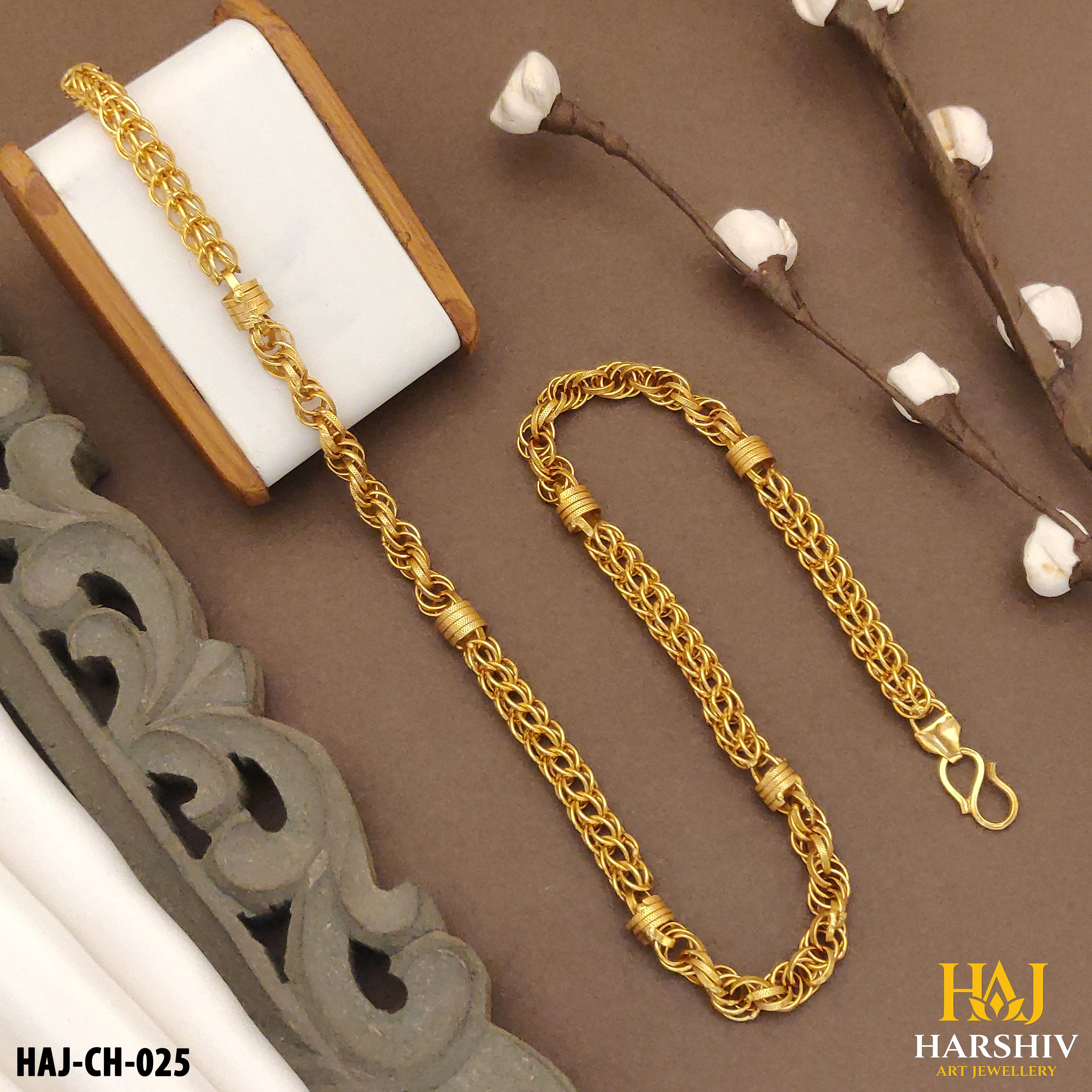 New Classical Bahubali Gold Platted Indo Chain For Men.(CH-025)