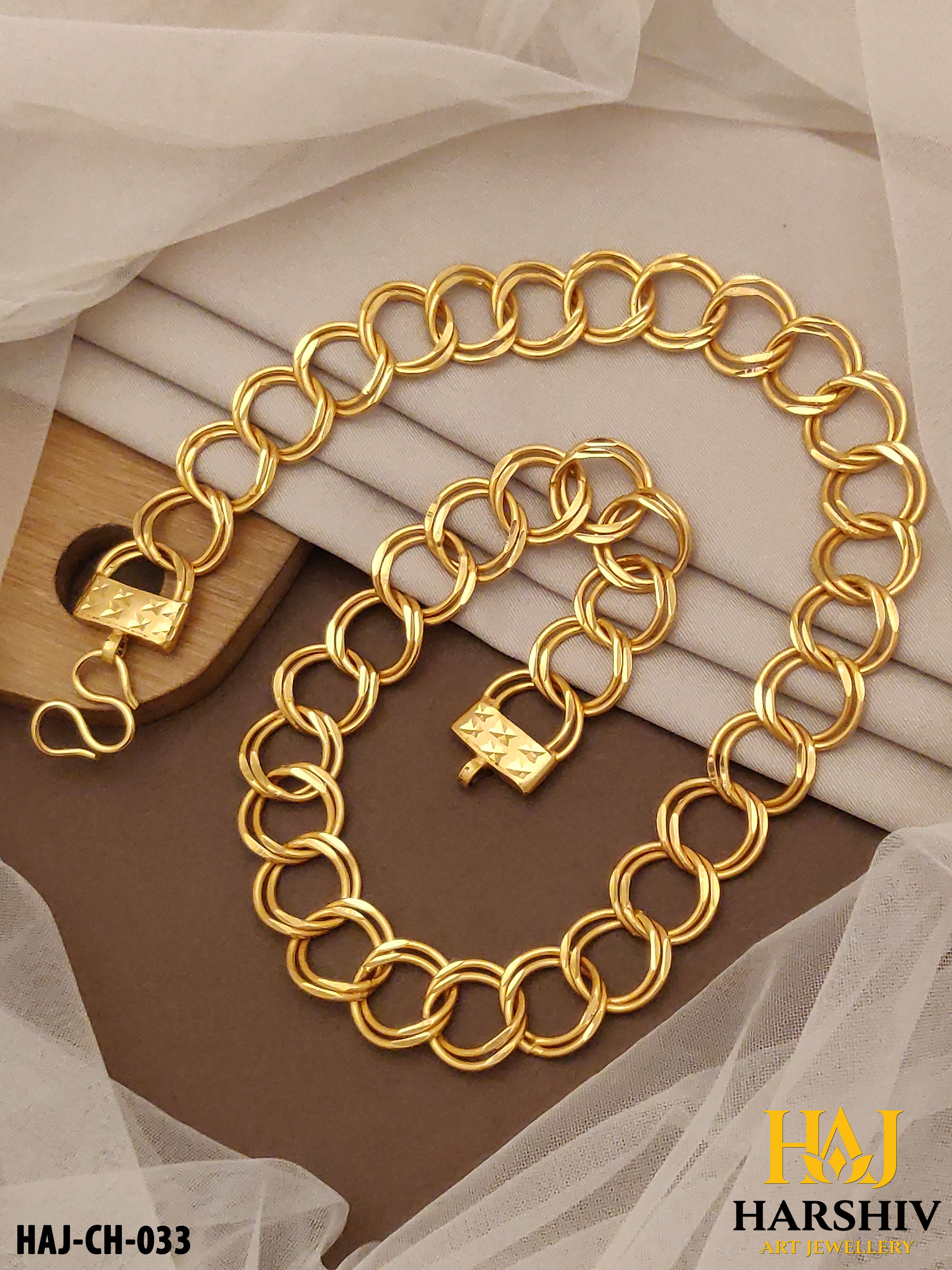 New 2 Kadi Superior Quality Hand-Finished Design Gold Plated Chain for Men.(CH-033)