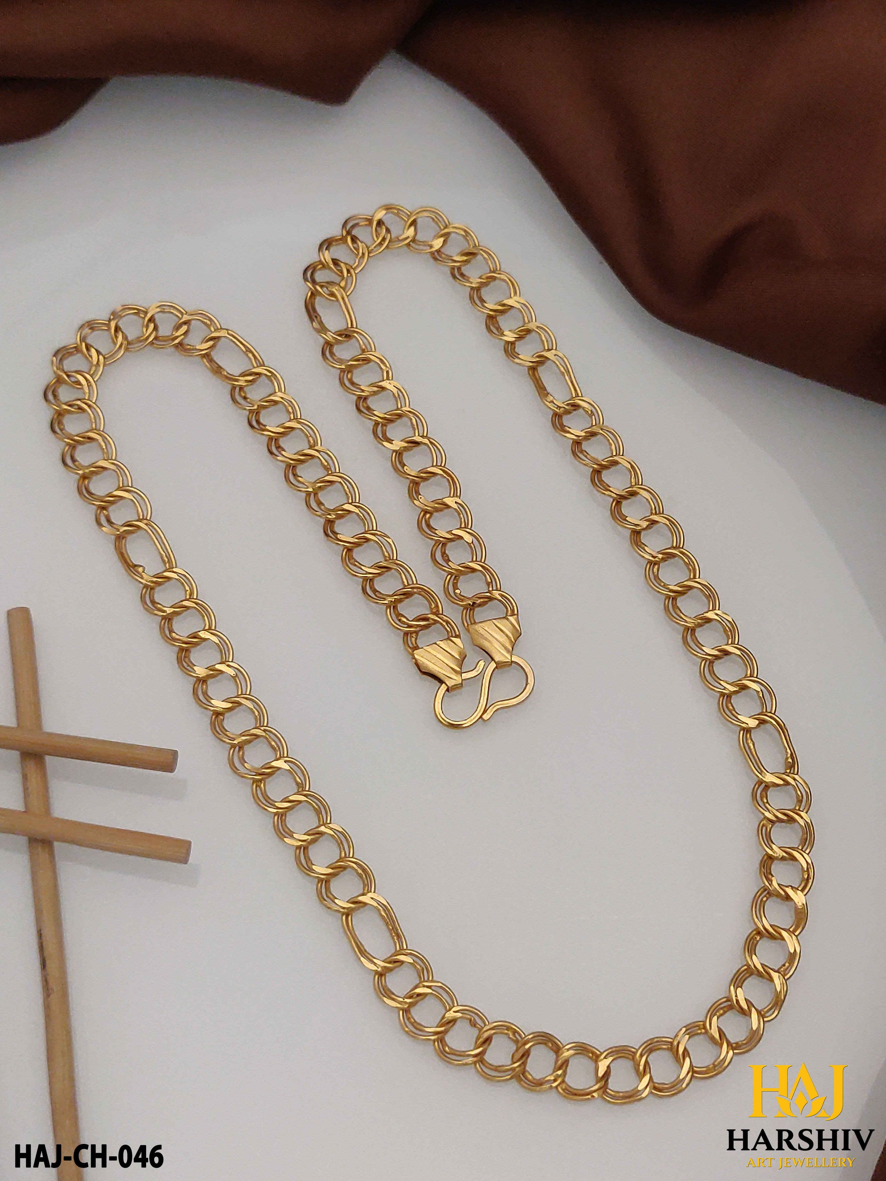 New Classical Gold Finish 2 Kadi Chain For Man.(CH-046)