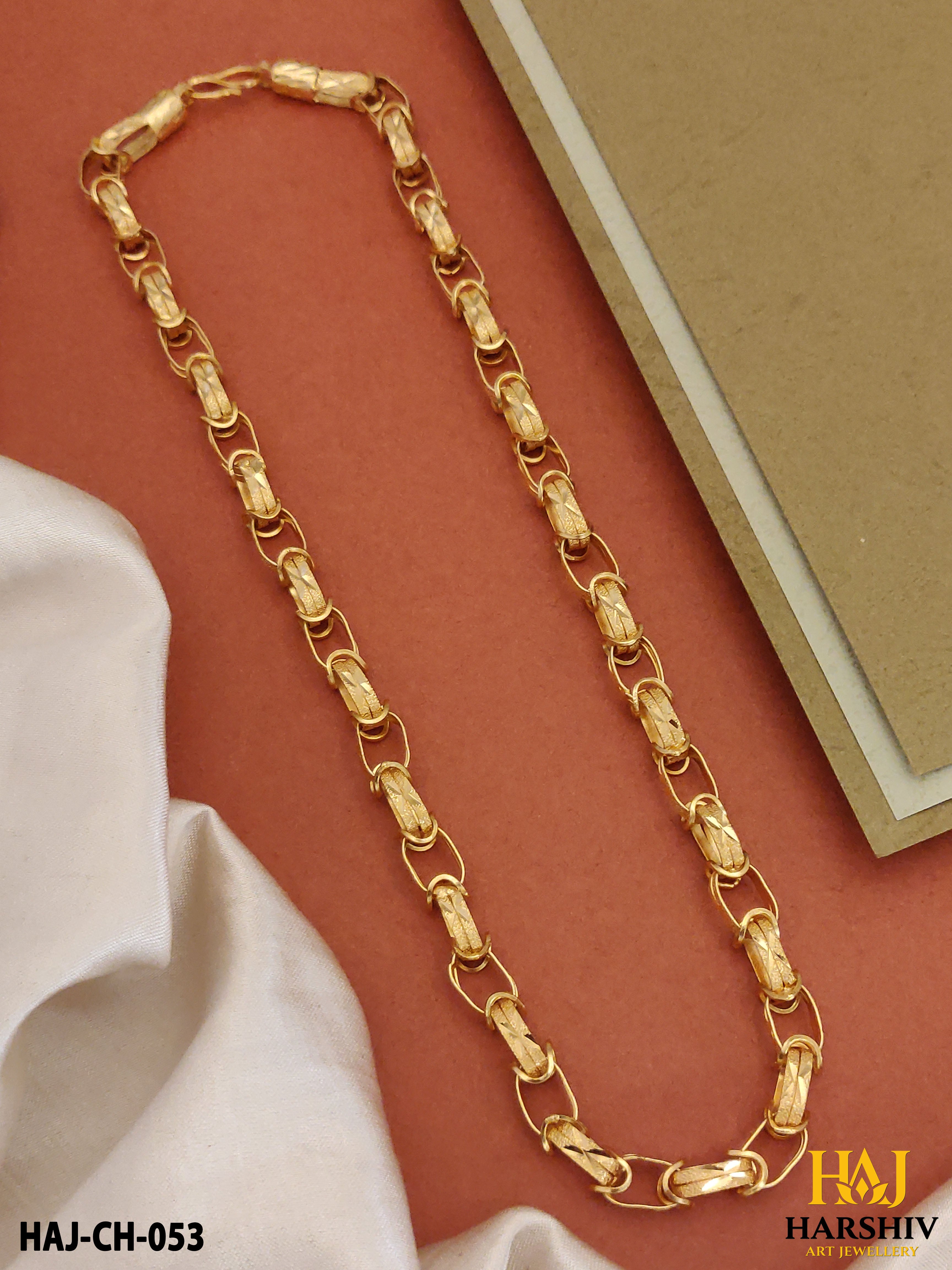 New Classical Nagmani Design Gold Platted Chain For Men.(CH-053)