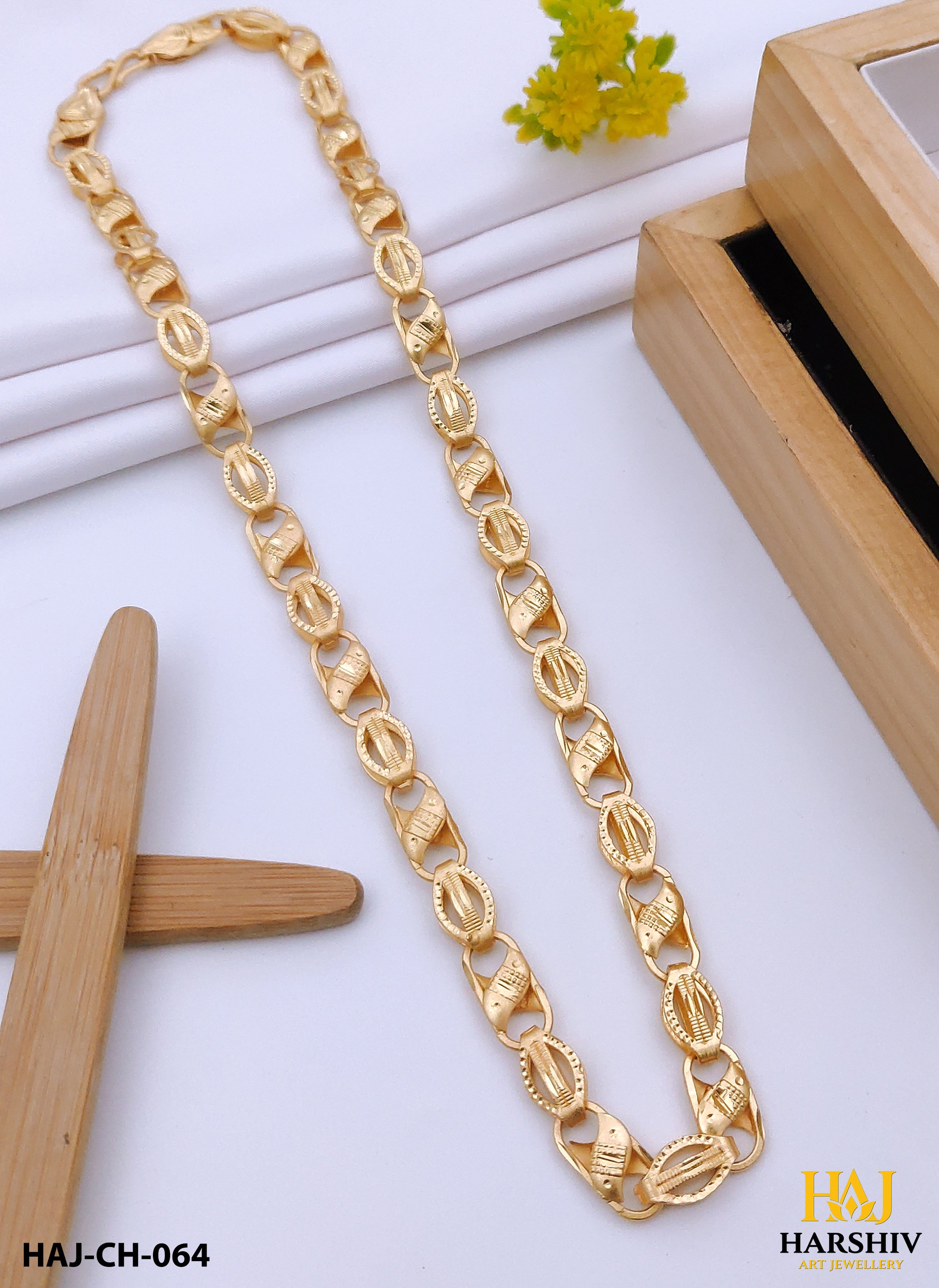 New Gold Plated 2 In 1 Fabulous Design Kohli Chain for Men.(CH-064)