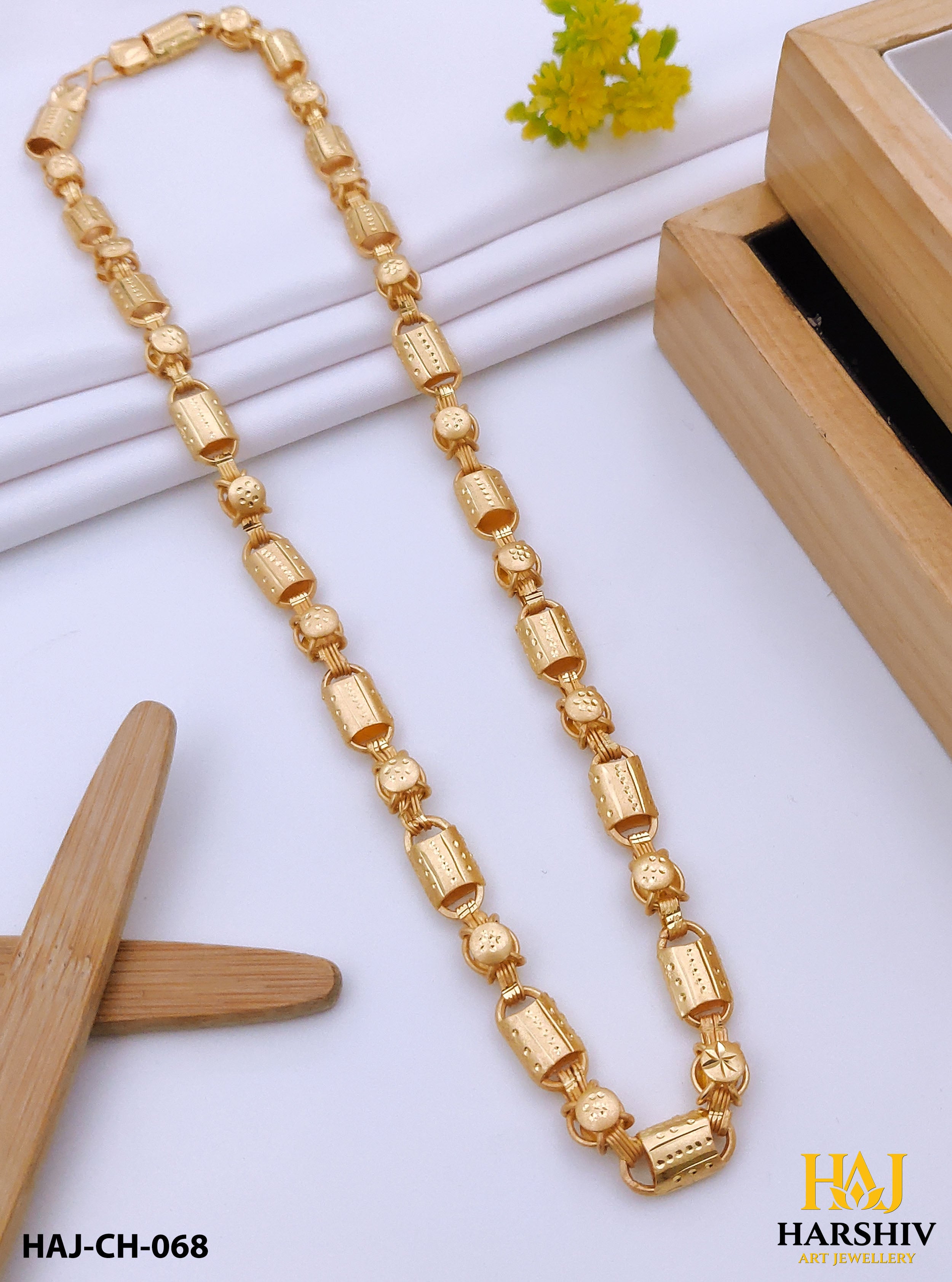 New Fashionable 2 in 1 Design Gold Plated Navabi Chain for Men.(CH-068)