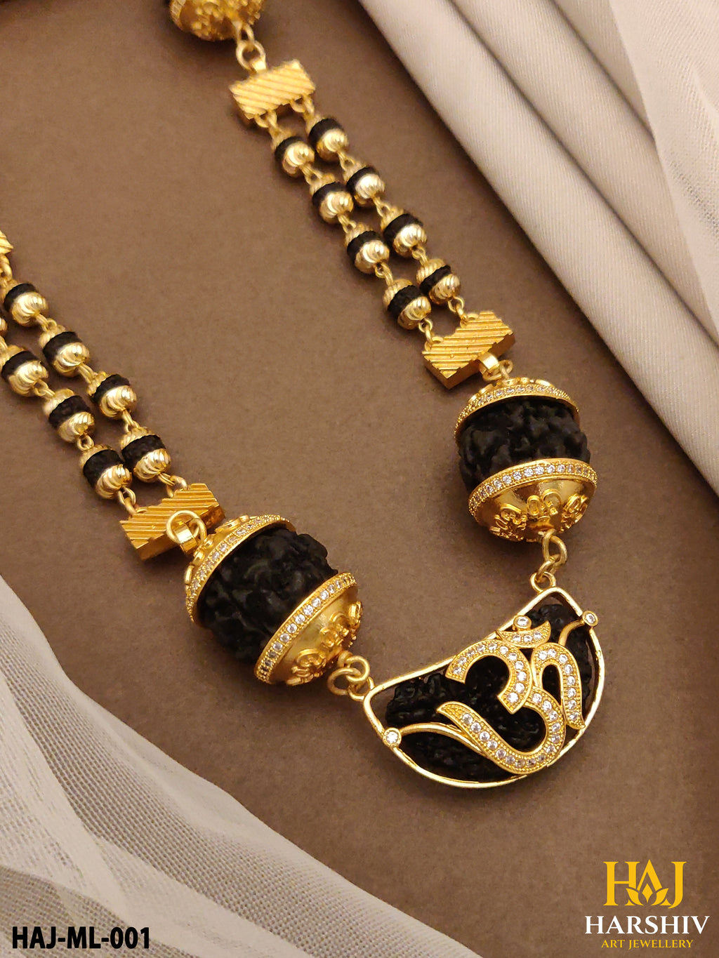 New Rudraksha Mala with Ek Mukhi Rudrakha OM Diamond Pendant for Men.(ML-001)
