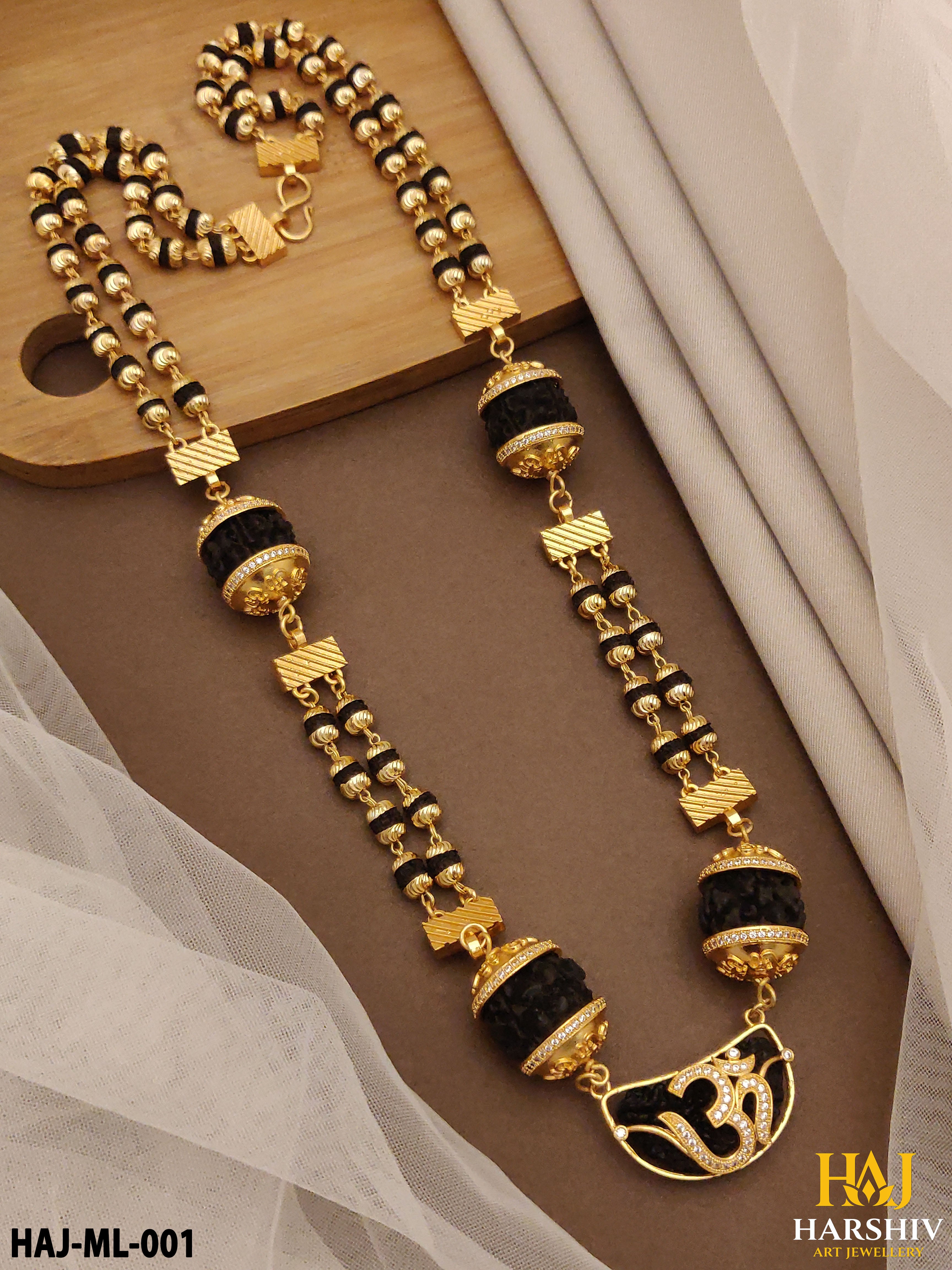New Rudraksha Mala with Ek Mukhi Rudrakha OM Diamond Pendant for Men.(ML-001)