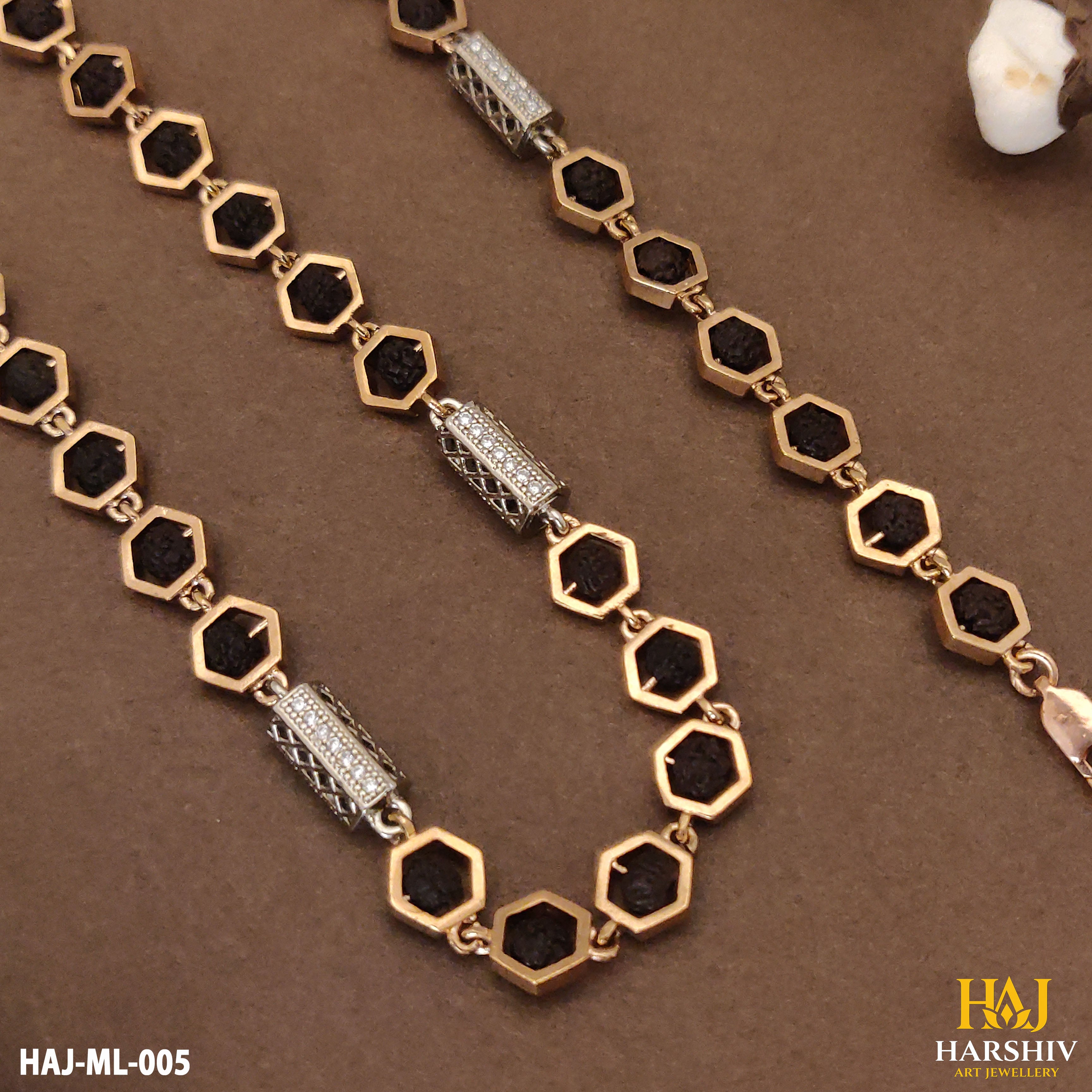 Rose Gold Forming Lovely Design High-quality Rudraksha Mala For Men.(ML-005)
