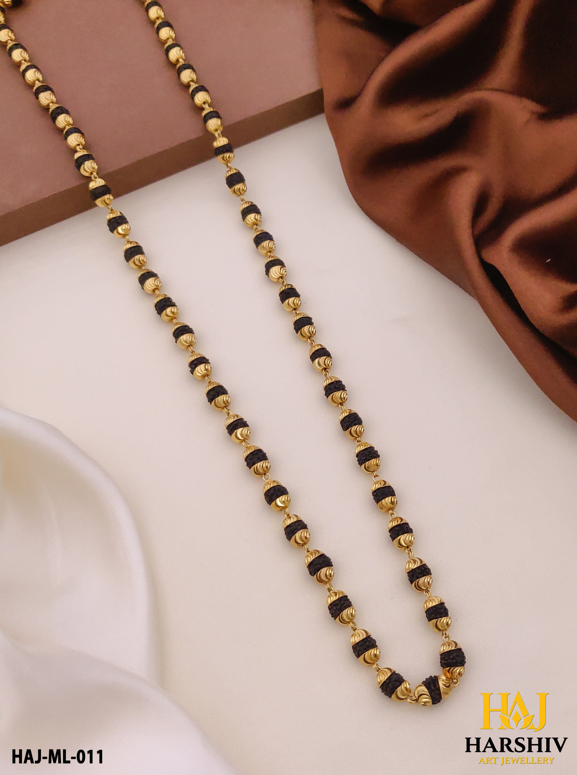 New Gold Plated 6 mm Rudraksha mala for Men.(ML-011)