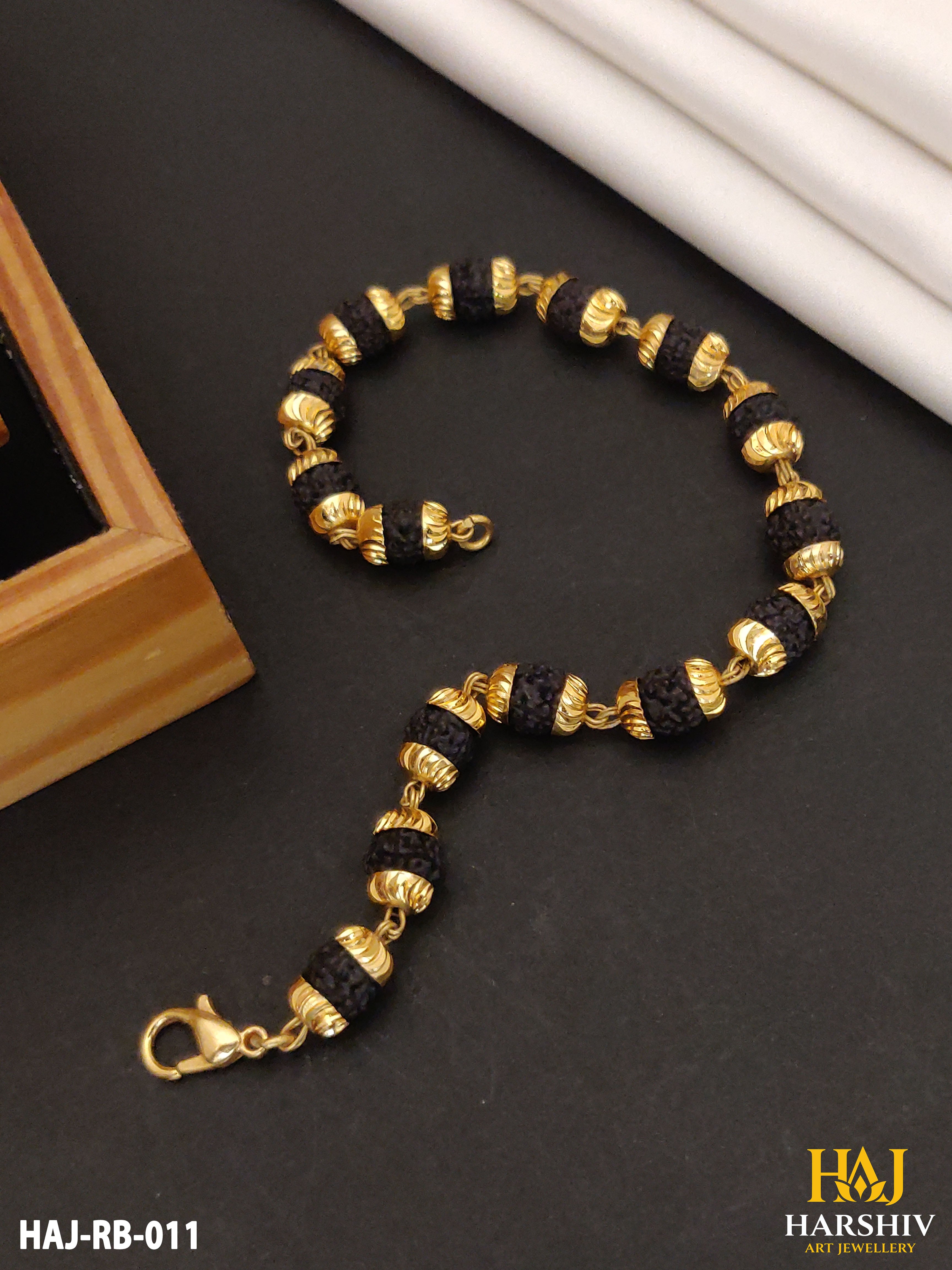 New Classical Gold Plated 6 mm Rudraksh Bracelet For Men.(RB-011)